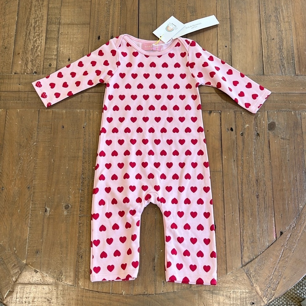 Bob & blossom pink heart romper nwt